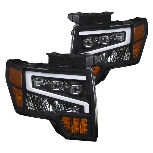 Alpha Owls® - Tri-Pro Black DRL Bar Projector LED Headlights, Ford F-150