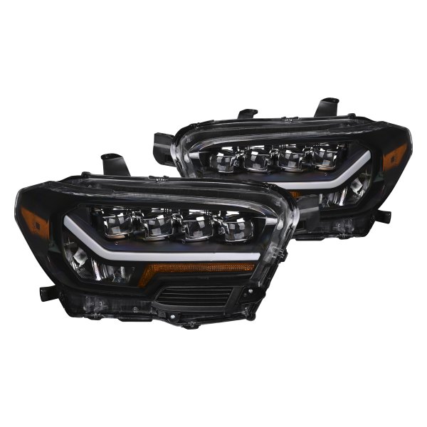Alpha Owls® - Quad-Pro Black DRL Bar Projector LED Headlights with Sequential Turn Signal, Toyota Tacoma
