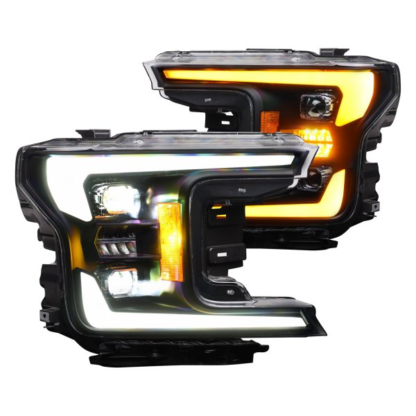 Alpha Owls® - Elite Series Black Switchback DRL Bar Projector LED Headlights, Ford F-150
