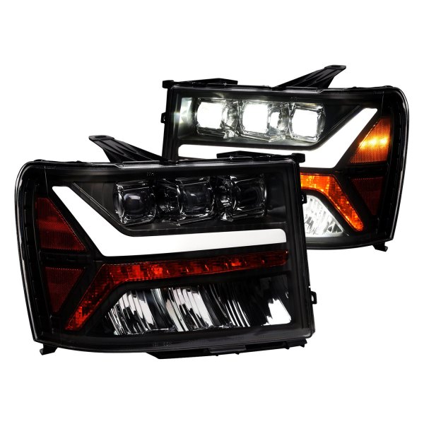 Alpha Owls® - Tri-Pro Black DRL Bar Projector LED Headlights with Sequential Turn Signal