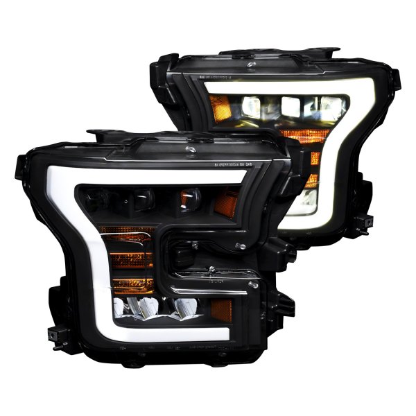 Alpha Owls® - Tri-Pro Black DRL Bar Projector LED Headlights with Sequential Turn Signal, Ford F-150