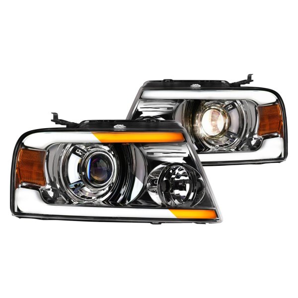 Alpha Owls® - SQP Series Chrome Sequential LED DRL Bar Projector Headlights