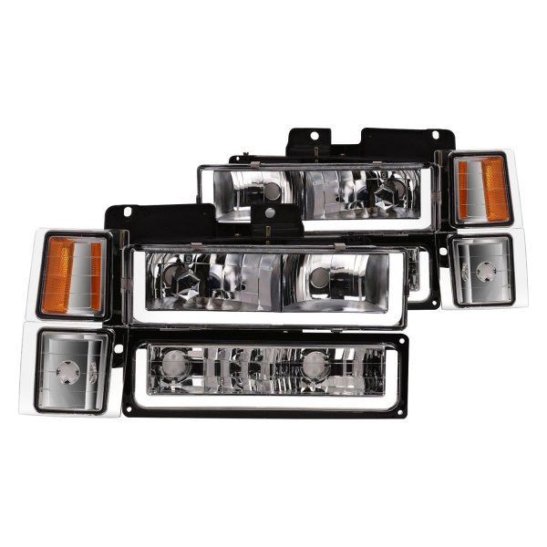 Alpha Owls® - LM Series Chrome LED DRL Bar Headlights with Turn Signal/Parking Lights