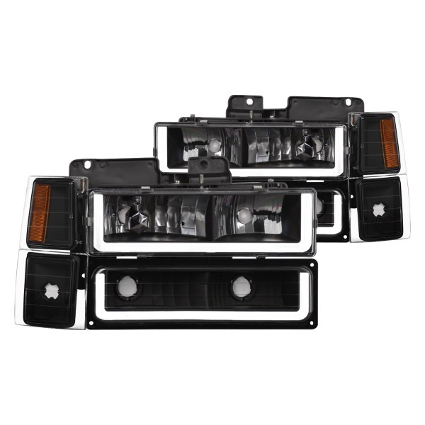 Alpha Owls® - LM Series Black LED DRL Bar Headlights with Turn Signal/Parking Lights