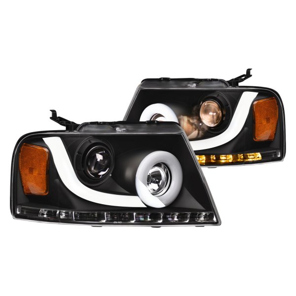 Alpha Owls® - LMP Series Black LED DRL Bar Halo Projector Headlights