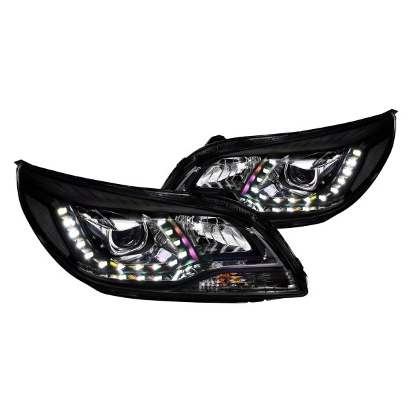 Alpha Owls® - LMP Series Black LED DRL Bar Projector Headlights with LED DRL