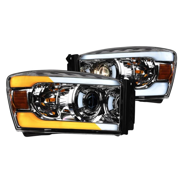 Alpha Owls® - SQP Series Chrome Sequential LED DRL Bar Projector Headlights