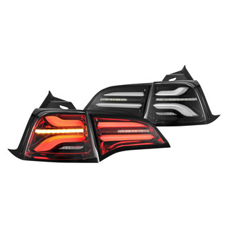 AlphaRex® - PRO-Series Driver and Passenger Side Jet Black Sequential Fiber Optic LED Tail Lights
