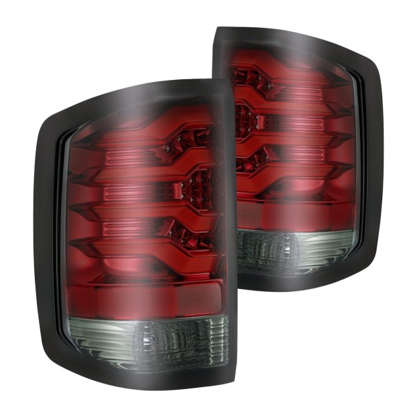 AlphaRex® - PRO-Series Red/Smoke Fiber Optic LED Tail Lights, Chevy Silverado
