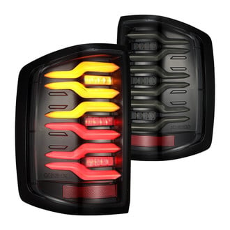 AlphaRex® - LUXX-Series Driver and Passenger Side Alpha-Black/Smoke Sequential Fiber Optic LED Tail Lights