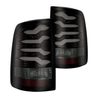 AlphaRex® - PRO-Series Driver and Passenger Side Jet Black/Smoke Fiber Optic LED Tail Lights