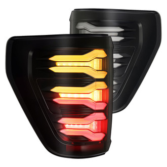 AlphaRex® - LUXX-Series Driver and Passenger Side Black/Smoke Sequential Fiber Optic LED Tail Lights