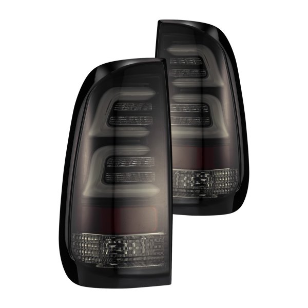AlphaRex® - PRO-Series Jet Black/Smoke Fiber Optic LED Tail Lights, Ford F-150