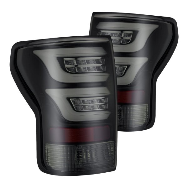 AlphaRex® - PRO-Series Jet Black/Smoke Fiber Optic LED Tail Lights, Toyota Tundra