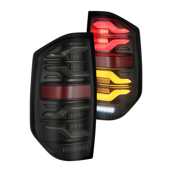 AlphaRex® - LUXX-Series Alpha Black Sequential Fiber Optic LED Tail Lights, Toyota Tundra