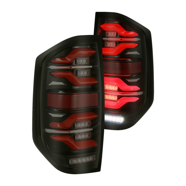 AlphaRex® - LUXX-Series Black/Smoke Sequential Fiber Optic LED Tail Lights, Toyota Tundra