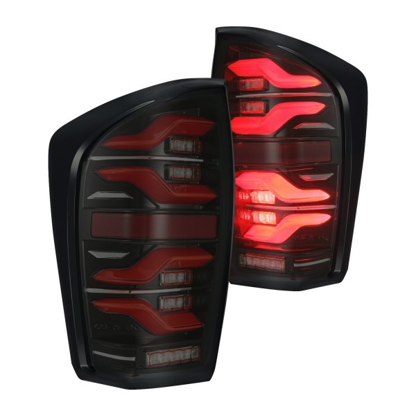 AlphaRex® - LUXX-Series Black/Smoke Sequential Fiber Optic LED Tail Lights, Toyota Tacoma
