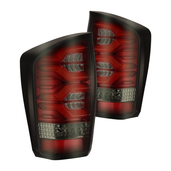 AlphaRex® - PRO-Series Red/Smoke Fiber Optic LED Tail Lights, Toyota Tacoma