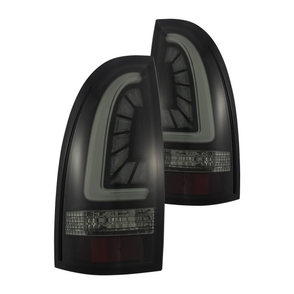 AlphaRex® - PRO-Series Jet Black/Smoke Fiber Optic LED Tail Lights, Toyota Tacoma