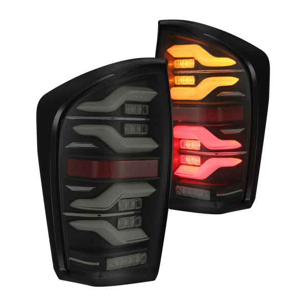 AlphaRex® - LUXX-Series Black Sequential Fiber Optic LED Tail Lights, Toyota Tacoma