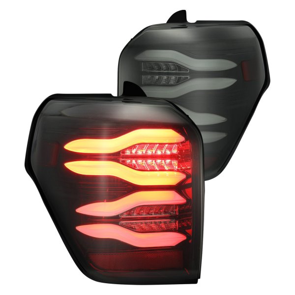 AlphaRex® - PRO-Series Jet Black/Smoke Sequential Fiber Optic LED Tail Lights, Toyota 4Runner