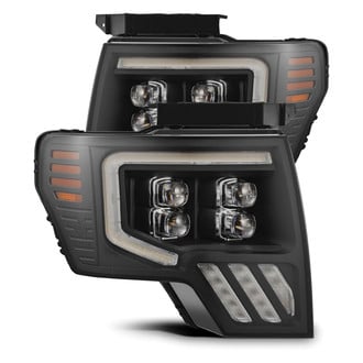 AlphaRex® - NOVA-Series Driver and Passenger Side Black Light Tube Projector LED Headlights with Sequential Turn Signal