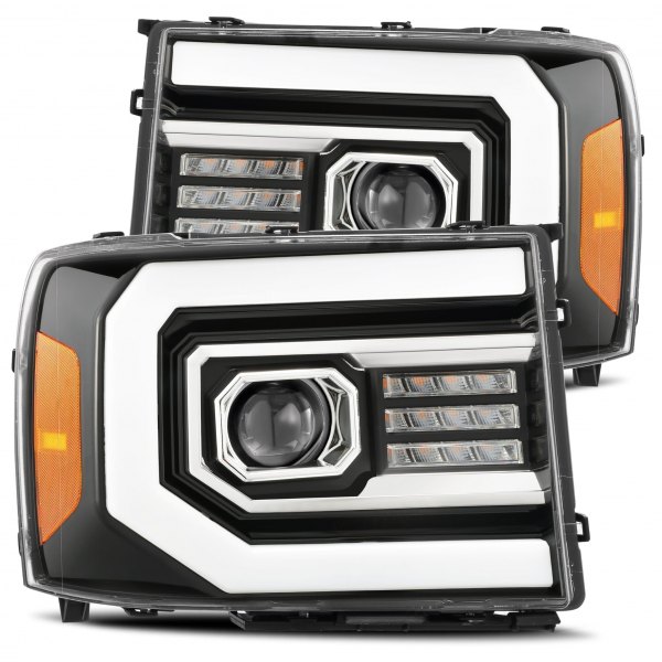 AlphaRex® - Luxx-Series Jet Black DRL Bar Projector LED Headlights with Sequential Turn Signal