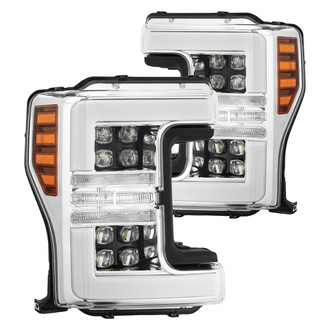 AlphaRex® - NOVA-Series Driver and Passenger Side Chrome DRL Bar Projector LED Headlights