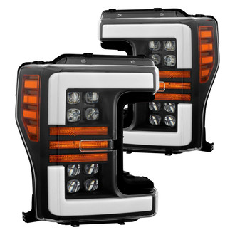 AlphaRex® - NOVA-Series Driver and Passenger Side Black Sequential DRL Bar Projector LED Headlights