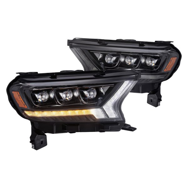 AlphaRex® - NOVA-Series Alpha-Black Sequential DRL Bar Projector LED Headlights with DRL and Sequential Turn Signal, Ford Ranger
