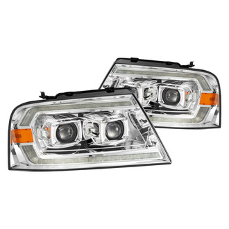 AlphaRex® - PRO-Series Driver and Passenger Side Chrome Projector Headlights with Sequential LED DRL