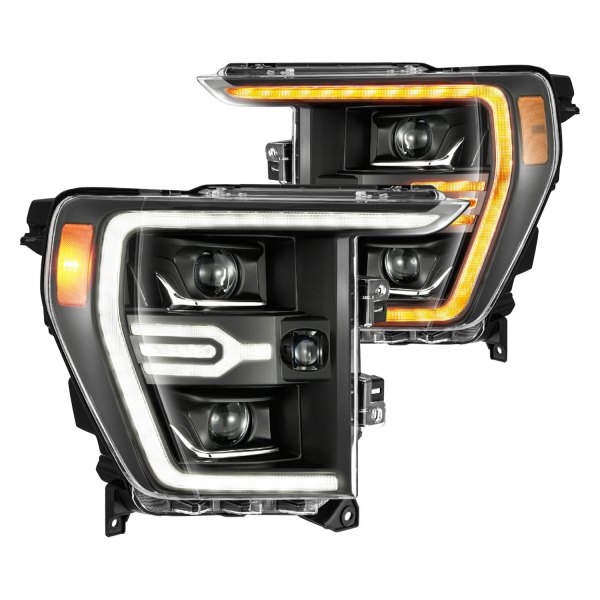 AlphaRex® - Luxx-Series Black Projector LED Headlights with Sequential DRL, Ford F-150