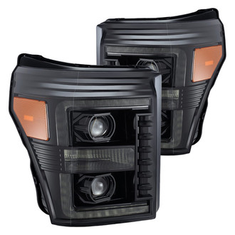 AlphaRex® - PRO-Series Driver and Passenger Side Mid-Night Black Sequential LED DRL Bar Projector Headlights