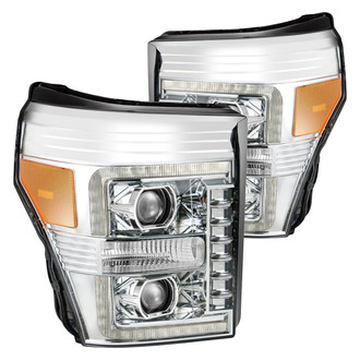 AlphaRex® - PRO-Series Driver and Passenger Side Chrome Sequential LED DRL Bar Projector Headlights