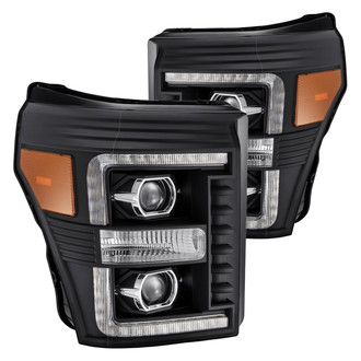 AlphaRex® - LUXX-Series Driver and Passenger Side Black Sequential DRL Bar Projector LED Headlights