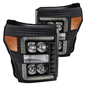AlphaRex® - NOVA-Series Driver and Passenger Side Black Sequential DRL Bar Projector LED Headlights