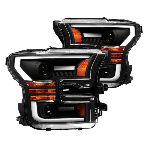 AlphaRex® - PRO-Series Black Sequential LED DRL Bar Projector Headlights, Ford F-150