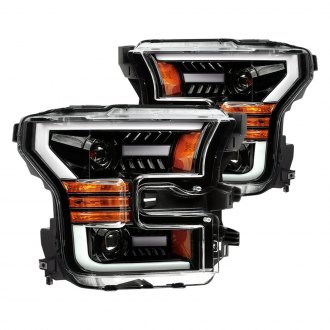 AlphaRex® - PRO-Series Driver and Passenger Side Jet Black Sequential LED DRL Bar Projector Headlights