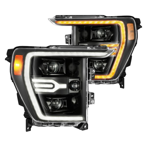 AlphaRex® - Luxx-Series Alpha-Black Projector LED Headlights with Sequential DRL, Ford F-150