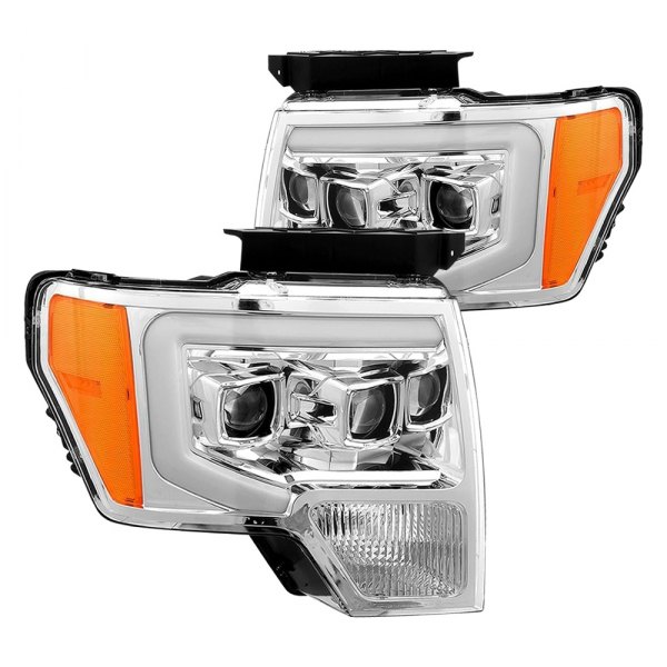 AlphaRex® - Luxx-Series Chrome Sequential DRL Bar Projector LED Headlights, Ford F-150