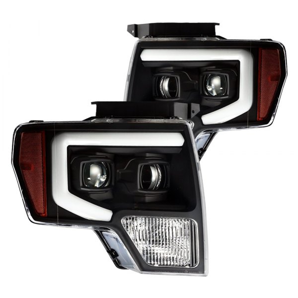 AlphaRex® - Luxx-Series Black Sequential DRL Bar Projector LED Headlights, Ford F-150