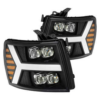 AlphaRex® - NOVA-Series Y-Shape Driver and Passenger Side Black Sequential DRL Bar Projector LED Headlights
