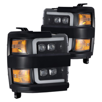 AlphaRex® - NOVA-Series Driver and Passenger Side Jet Black DRL Bar Projector LED Headlights