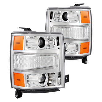 AlphaRex® - LUXX-Series Driver and Passenger Side Chrome Projector LED Headlights with Sequential DRL