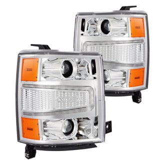 AlphaRex® - PRO-Series Driver and Passenger Side Chrome Projector Headlights with Sequential LED DRL