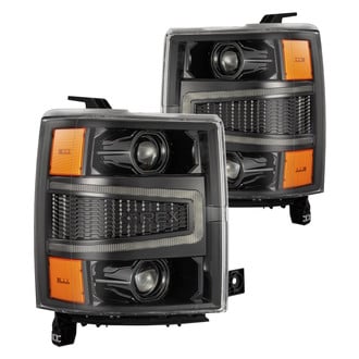 AlphaRex® - PRO-Series Driver and Passenger Side Alpha-Black Projector Headlights with Sequential LED DRL