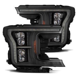 AlphaRex® - NOVA-Series Driver and Passenger Side Black Projector LED Headlights with Sequential DRL