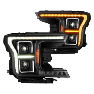 AlphaRex® - LUXX-Series Driver and Passenger Side Black Projector LED Headlights with Sequential DRL