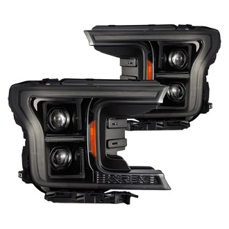 AlphaRex® - LUXX-Series Driver and Passenger Side Alpha-Black Projector LED Headlights with Sequential DRL