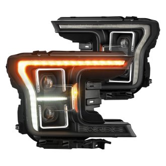 AlphaRex® - PRO-Series Driver and Passenger Side Black Projector Headlights with Sequential LED DRL